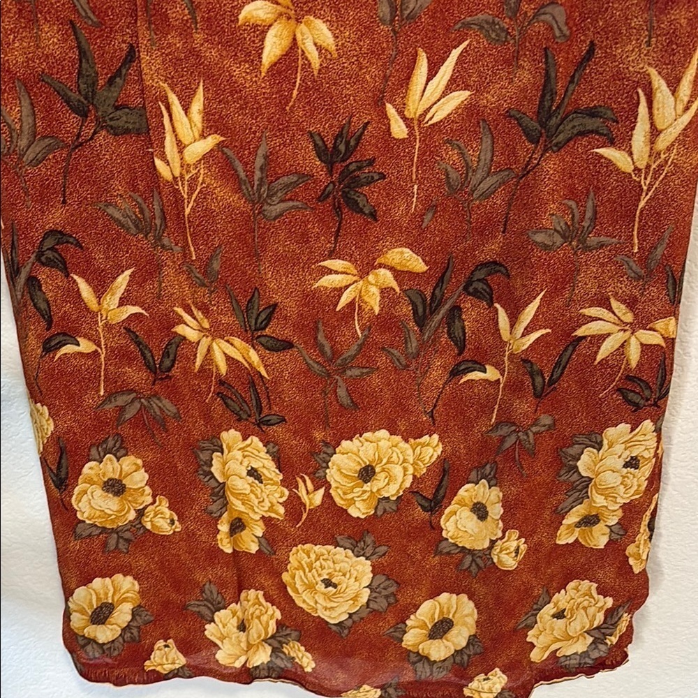 Burton Rust Floral Midi Dress Large - Picture 4 of 6